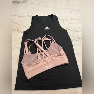 Adidas Black Tank and Light Pink Victoria S Sports Bra